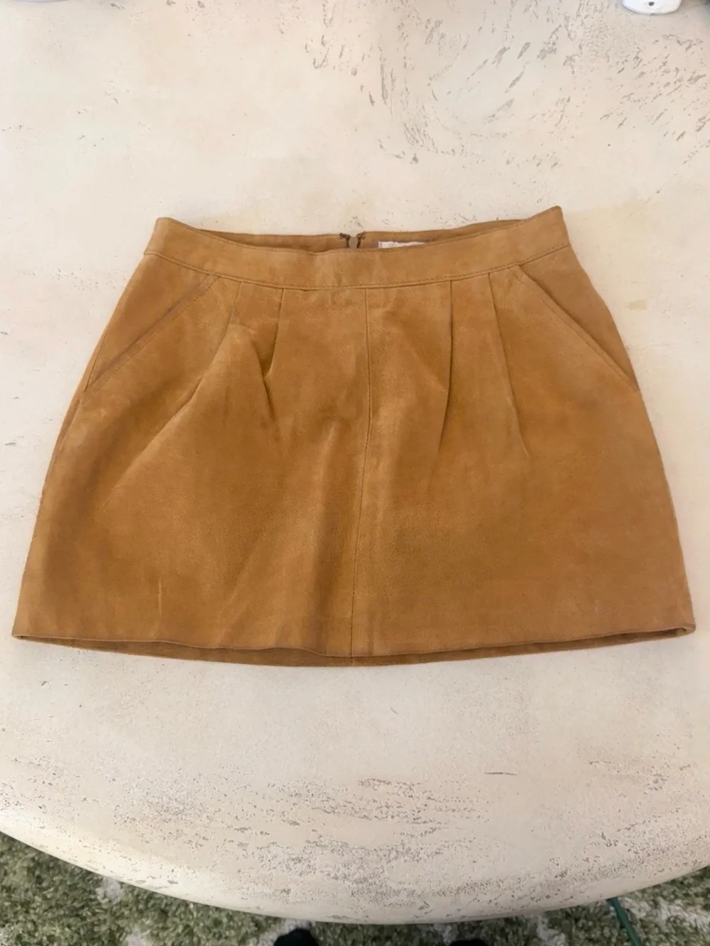 I Love H81 Camel Suede Leather Mini Skirt